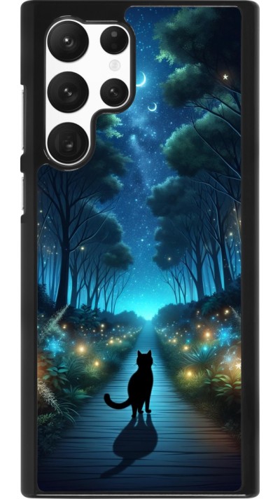 Samsung Galaxy S22 Ultra Case Hülle - Schwarze Katze Spaziergang
