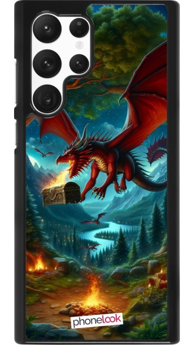 Coque Samsung Galaxy S22 Ultra - Dragon Volant Forêt Trésor