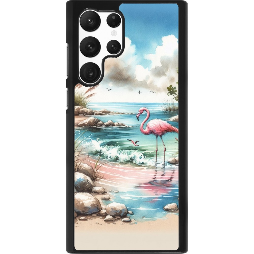 Samsung Galaxy S22 Ultra Case Hülle - Flamingo Aquarell