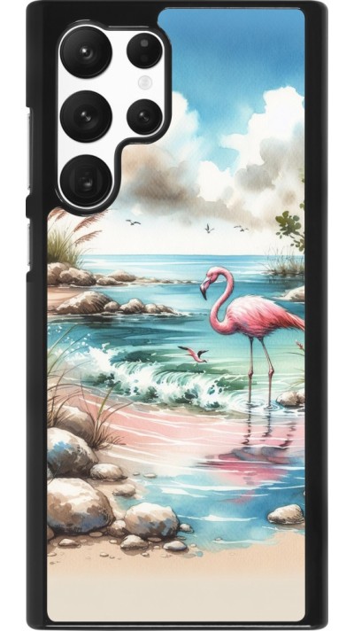 Samsung Galaxy S22 Ultra Case Hülle - Flamingo Aquarell