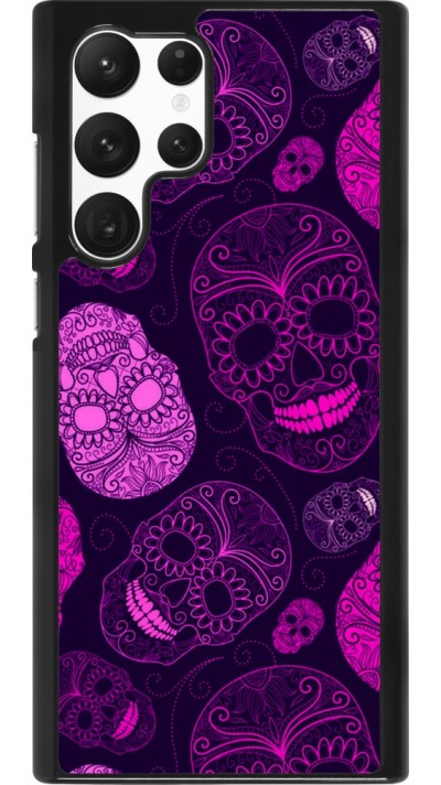 Samsung Galaxy S22 Ultra Case Hülle - Halloween 2023 pink skulls