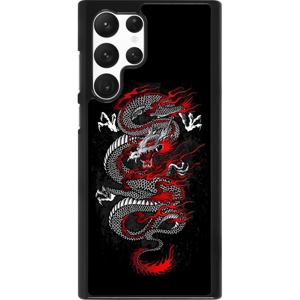 Samsung Galaxy S22 Ultra Case Hülle - Japanese style Dragon Tattoo Red Black
