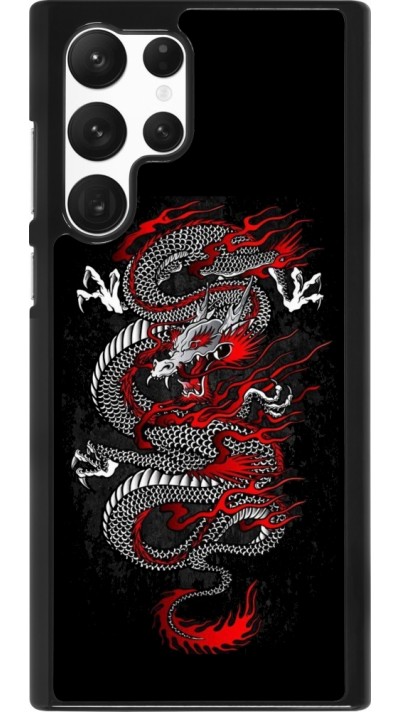 Coque Samsung Galaxy S22 Ultra - Japanese style Dragon Tattoo Red Black