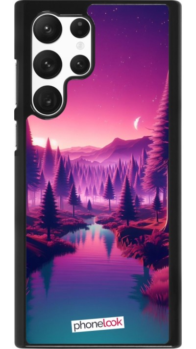 Samsung Galaxy S22 Ultra Case Hülle - Lila-rosa Landschaft