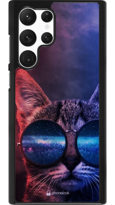 Hülle Samsung Galaxy S22 Ultra - Red Blue Cat Glasses