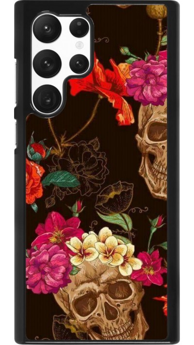 Hülle Samsung Galaxy S22 Ultra - Skulls and flowers
