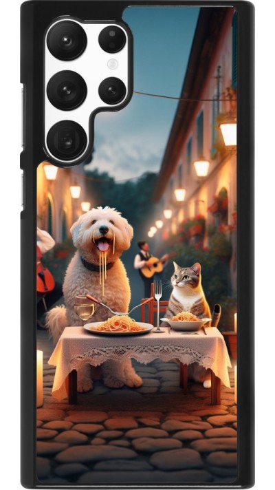 Samsung Galaxy S22 Ultra Case Hülle - Valentin 2024 Hund & Katze Kerzenlicht