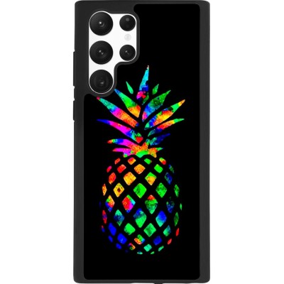 Coque Samsung Galaxy S22 Ultra - Silicone rigide noir Ananas Multi-colors