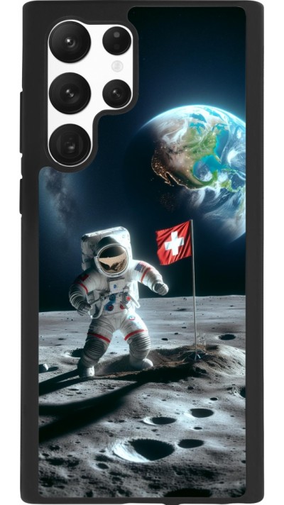Samsung Galaxy S22 Ultra Case Hülle - Silikon schwarz Astro Schweiz auf dem Mond