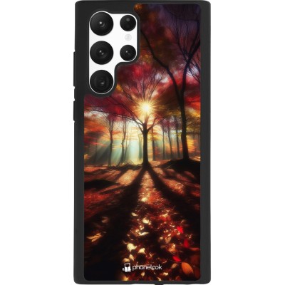 Samsung Galaxy S22 Ultra Case Hülle - Silikon schwarz Herbstlicher goldener Glanz