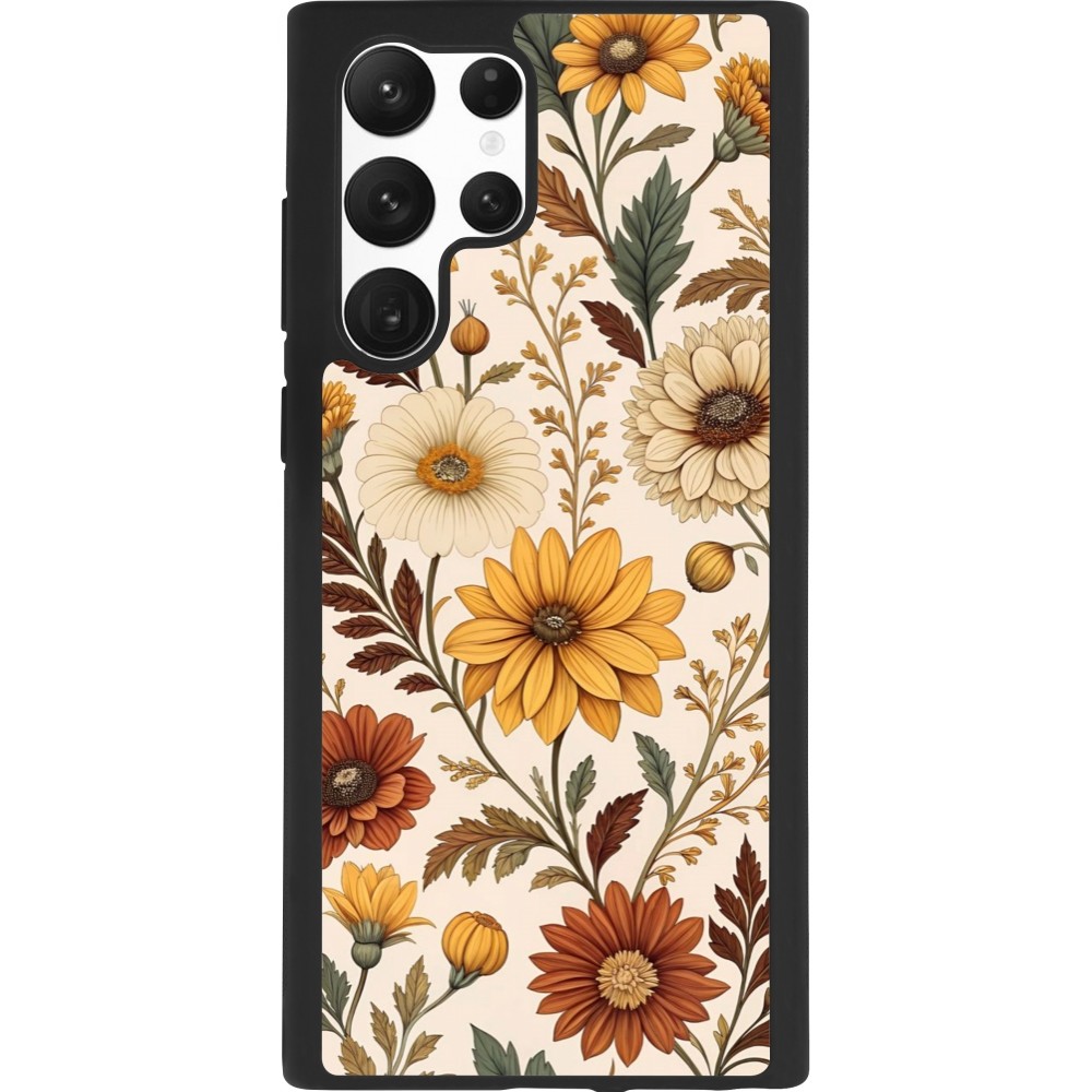 Coque Samsung Galaxy S22 Ultra - Silicone rigide noir Autumn 25 Flower pattern