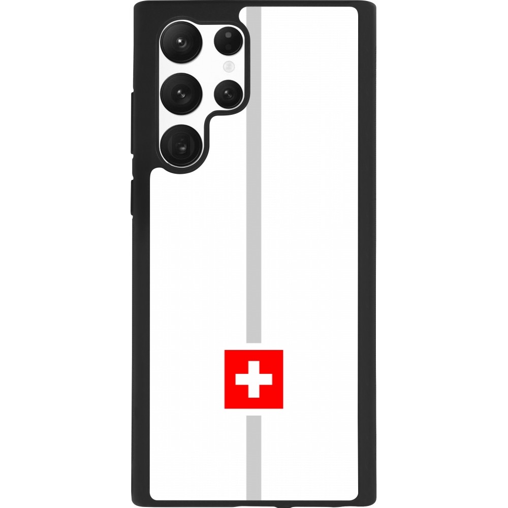 Coque Samsung Galaxy S22 Ultra - Silicone rigide noir Canton CH blanc