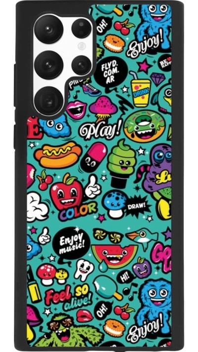 Samsung Galaxy S22 Ultra Case Hülle - Silikon schwarz Cartoons old school