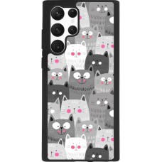 Coque Samsung Galaxy S22 Ultra - Silicone rigide noir Chats gris troupeau