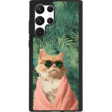 Samsung Galaxy S22 Ultra Case Hülle - Silikon schwarz Cat Summer Palms