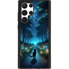 Samsung Galaxy S22 Ultra Case Hülle - Silikon schwarz Schwarze Katze Spaziergang