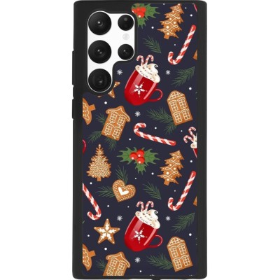 Samsung Galaxy S22 Ultra Case Hülle - Silikon schwarz Christmas 25 Pattern Gingerbread House