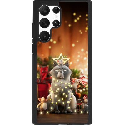 Coque Samsung Galaxy S22 Ultra - Silicone rigide noir Christmas 25 Xmas Cat