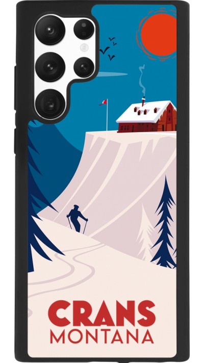 Coque Samsung Galaxy S22 Ultra - Silicone rigide noir Crans-Montana Cabane