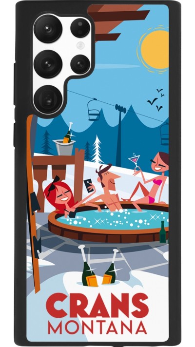 Coque Samsung Galaxy S22 Ultra - Silicone rigide noir Crans-Montana Mountain Jacuzzi