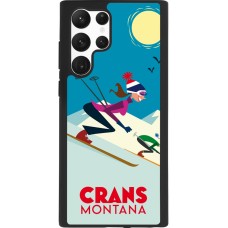 Coque Samsung Galaxy S22 Ultra - Silicone rigide noir Crans-Montana Ski Downhill