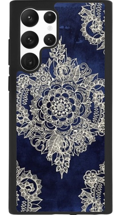 Coque Samsung Galaxy S22 Ultra - Silicone rigide noir Cream Flower Moroccan
