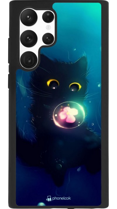 Coque Samsung Galaxy S22 Ultra - Silicone rigide noir Cute Cat Bubble