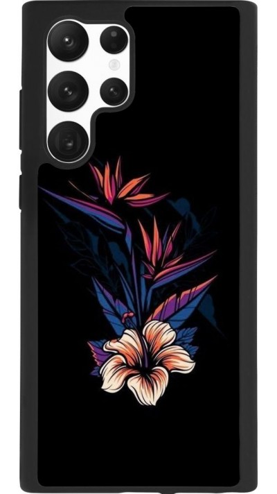 Coque Samsung Galaxy S22 Ultra - Silicone rigide noir Dark Flowers
