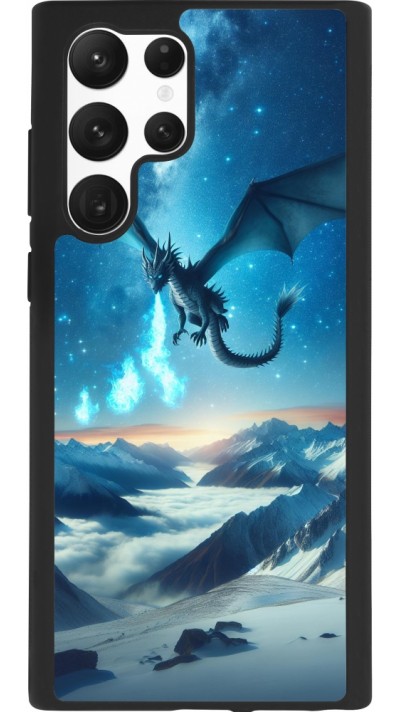 Coque Samsung Galaxy S22 Ultra - Silicone rigide noir Dragon nocturne montagne
