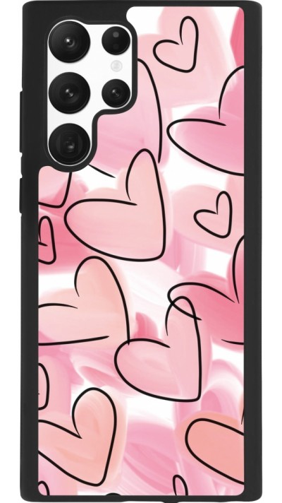 Coque Samsung Galaxy S22 Ultra - Silicone rigide noir Easter 2023 pink hearts
