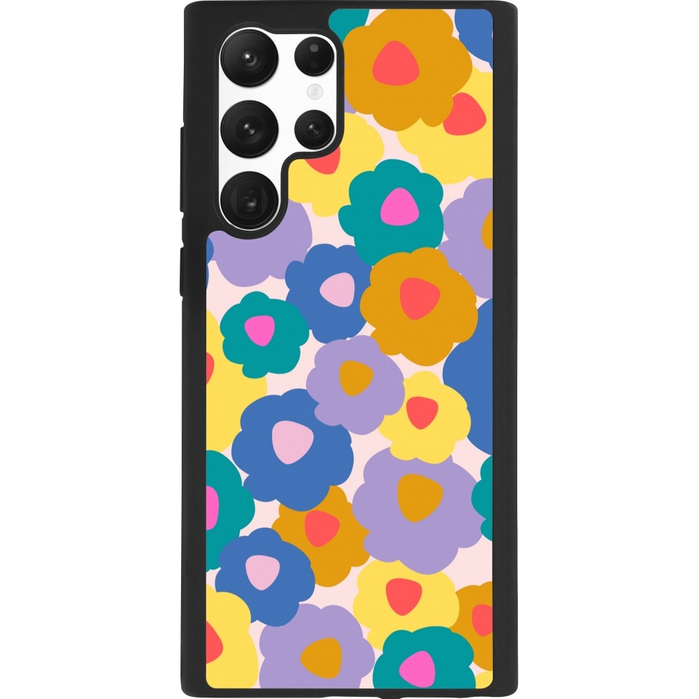 Coque Samsung Galaxy S22 Ultra - Silicone rigide noir Easter 2024 flower power