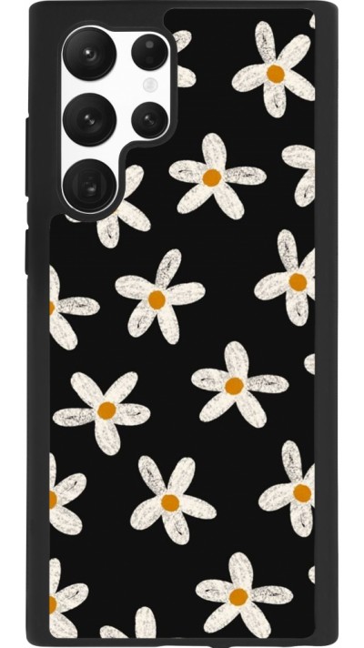 Coque Samsung Galaxy S22 Ultra - Silicone rigide noir Easter 2024 white on black flower