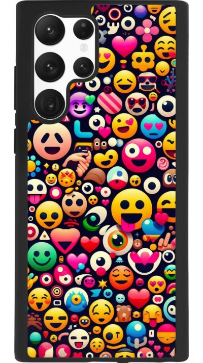 Coque Samsung Galaxy S22 Ultra - Silicone rigide noir Emoji Mix Color