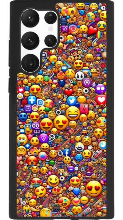 Coque Samsung Galaxy S22 Ultra - Silicone rigide noir Emoji mixed