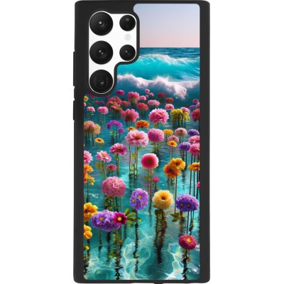 Samsung Galaxy S22 Ultra Case Hülle - Silikon schwarz Blumenmeer Wellen
