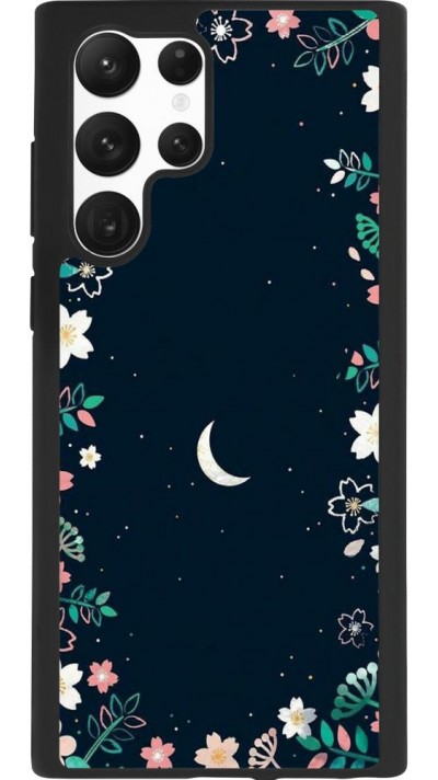 Coque Samsung Galaxy S22 Ultra - Silicone rigide noir Flowers space