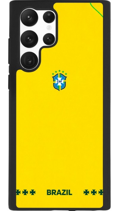 Coque Samsung Galaxy S22 Ultra - Silicone rigide noir Maillot de football Bresil 2026 personnalisable