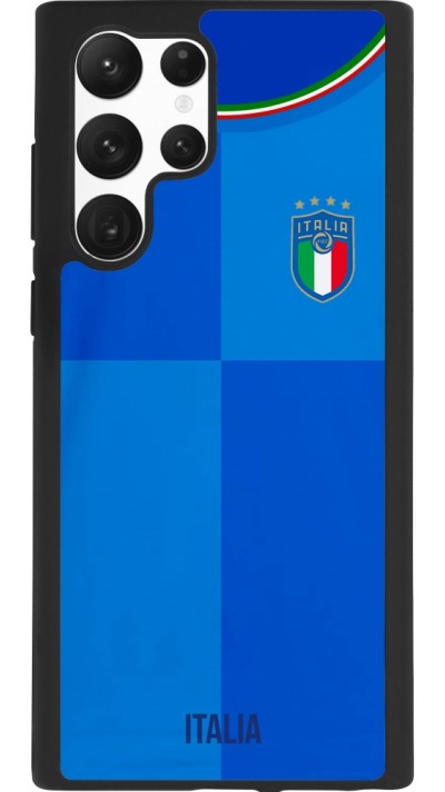 Coque Samsung Galaxy S22 Ultra - Silicone rigide noir Maillot de football Italie 2022 personnalisable