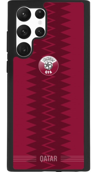 Coque Samsung Galaxy S22 Ultra - Silicone rigide noir Maillot de football Qatar 2026 personnalisable
