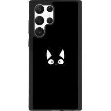 Coque Samsung Galaxy S22 Ultra - Silicone rigide noir Funny cat on black
