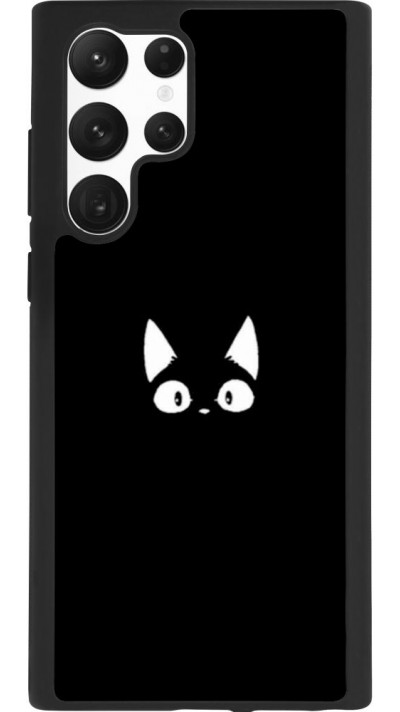 Coque Samsung Galaxy S22 Ultra - Silicone rigide noir Funny cat on black