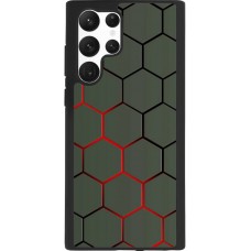 Coque Samsung Galaxy S22 Ultra - Silicone rigide noir Geometric Line red