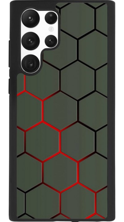 Coque Samsung Galaxy S22 Ultra - Silicone rigide noir Geometric Line red