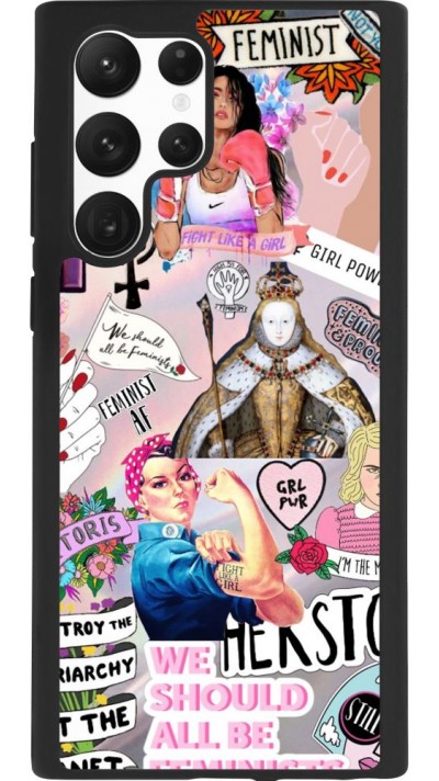 Coque Samsung Galaxy S22 Ultra - Silicone rigide noir Girl Power Collage