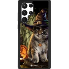 Coque Samsung Galaxy S22 Ultra - Silicone rigide noir Halloween 21 Witch cat