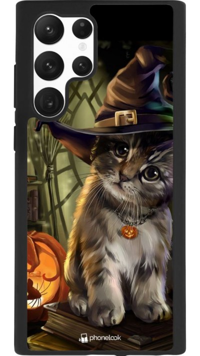 Coque Samsung Galaxy S22 Ultra - Silicone rigide noir Halloween 21 Witch cat