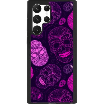 Samsung Galaxy S22 Ultra Case Hülle - Silikon schwarz Halloween 2023 pink skulls