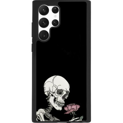Samsung Galaxy S22 Ultra Case Hülle - Silikon schwarz Halloween 2023 rose and skeleton