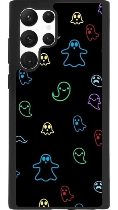 Coque Samsung Galaxy S22 Ultra - Silicone rigide noir Halloween 2024 colorful ghosts