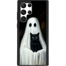 Samsung Galaxy S22 Ultra Case Hülle - Silikon schwarz Halloween 2025 Ghost with black cat